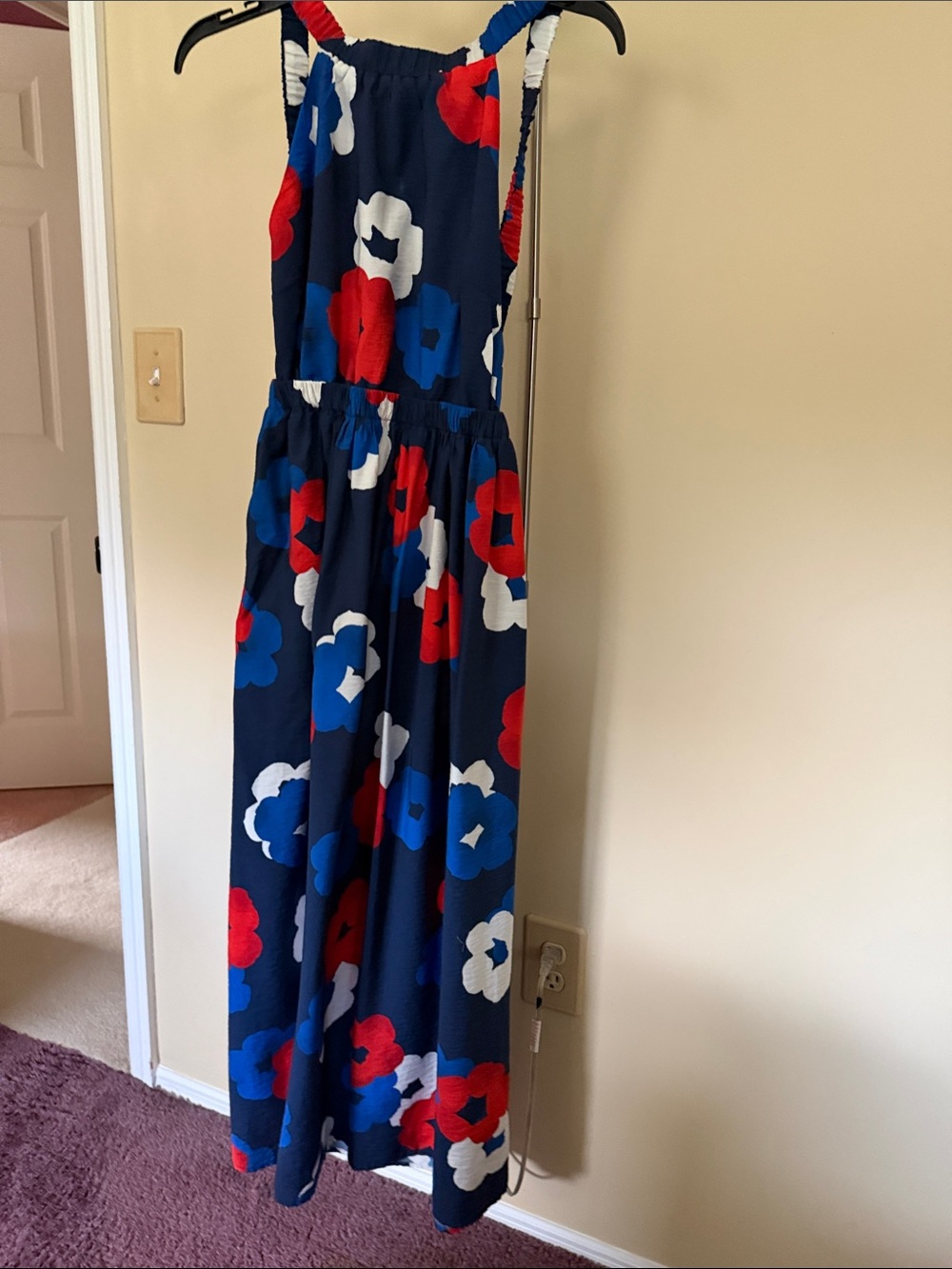 Banana Republic Navy Maxi Dress with Red & White Floral Print